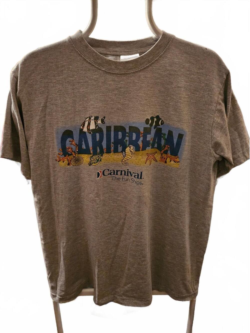 Vintage Carnival Cruise T Shirt Caribbean Ocean Vacation - Medium - EUC